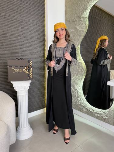 جلابية قطعتين مطرزة - 3XL