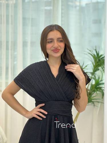 فستان اسود ميد  - S