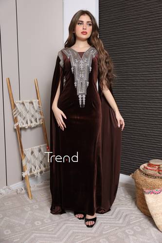 جلابية التأسيس موكا مخمل - 2XL