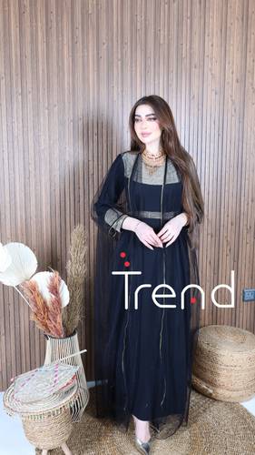 جلابية مطرزه قطعتين (اسود ) - 2XL