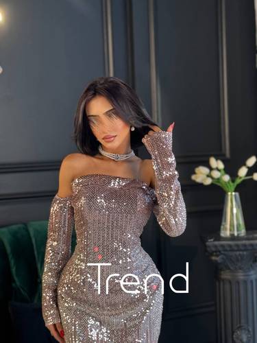 فستان سهرة ترتر بأكمام  - S