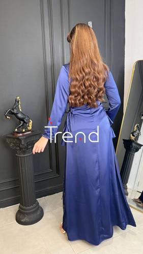 جلابية طويلة مطرزة (كحلي) - 2XL