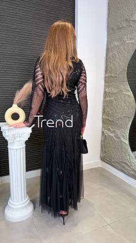 فستان سهرة مميز بكسرات  - 2XL