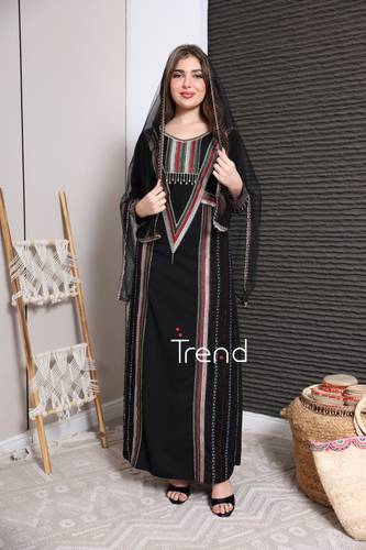 جلابية مطرزة بطرحة راس - 2XL