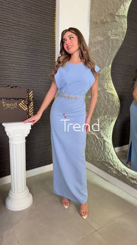 فستان مريفا طويل سماوي - 2XL