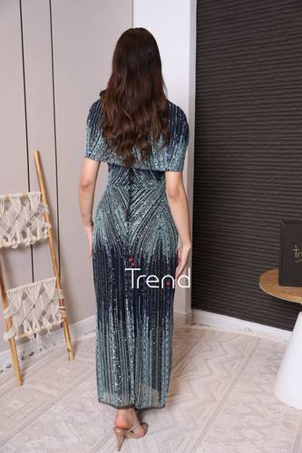 فستان سهرة قطعتين لامع مطرّز - 3XL