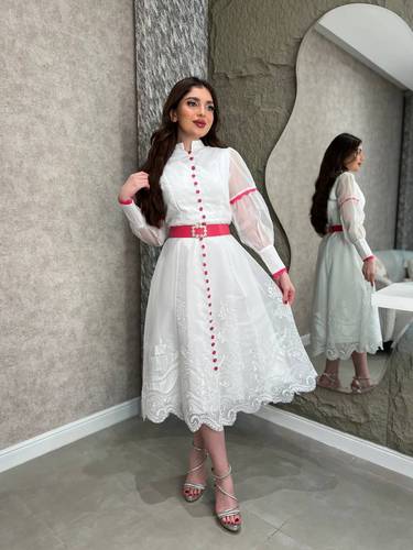 فستان جودي بحزام فوشي  - L