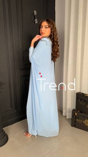 جلابية لؤلؤ سماوي  - 3XL