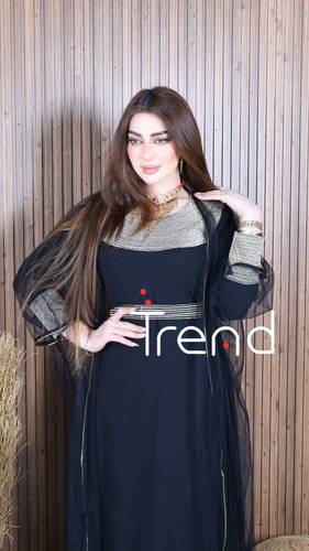 جلابية مطرزه قطعتين (اسود ) - 2XL
