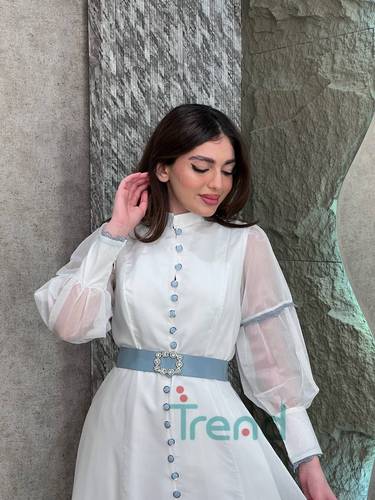 فستان ميلا طويل بحزام سماوي - 3XL