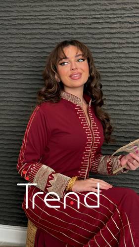 جلابية طولية مطرزة من الامام والخلف (عودي) - 2XL
