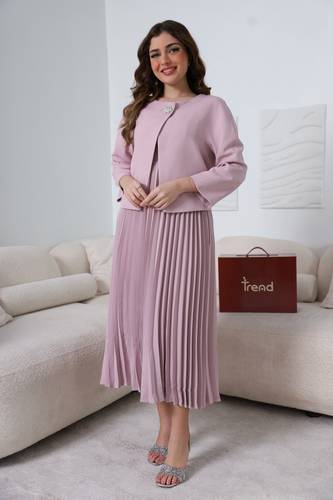 فستان ميد مع جاكيت بينك - XL