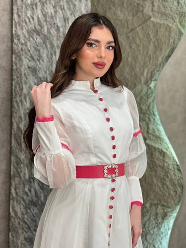 فستان جودي بحزام فوشي  - L