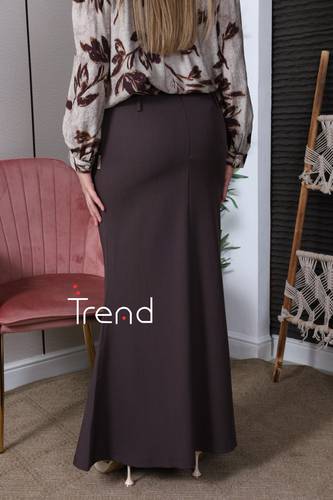 تنورة طويل بني مع حزام خصر   - 38