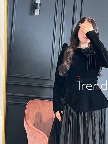 فستان اهداب حور باكمام ووردة شيفون - 2XL