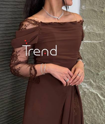 فستان موكا بأكمام دانتيل  - 2XL