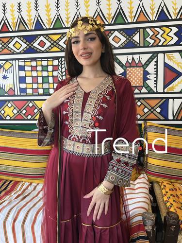جلابية طويل قطعتين مطرزة (عودي) - 3XL