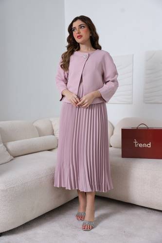 فستان ميد مع جاكيت بينك - XL