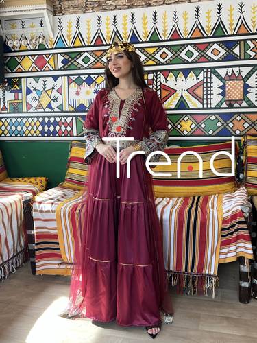 جلابية طويل قطعتين مطرزة (عودي) - 3XL