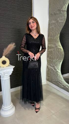 فستان سهرة مميز بكسرات  - 2XL