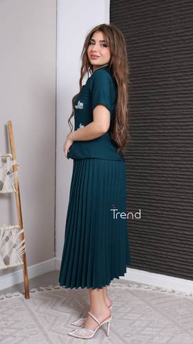 فستان أنيق بكسرات وتطريزات راقية  - 2XL