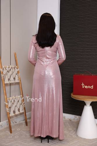 فستان بينك بلمعة لف - 2XL