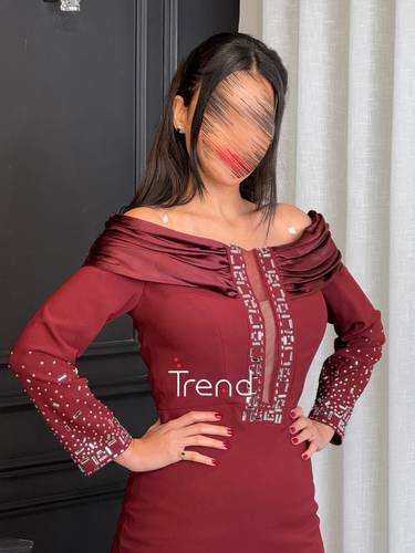 فستان سهره انيق بتصميم حصري (عودي ) - 2XL