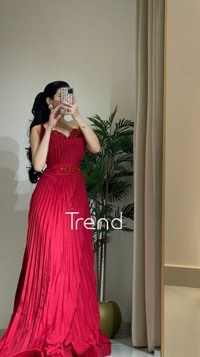 فستان سهرة (احمر ) بكسرات  - 2XL