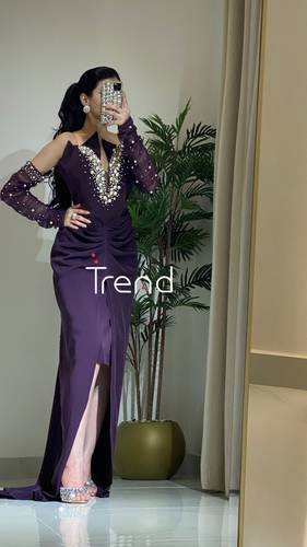 فستان سهرة بأكمام لؤلؤ  - 2XL