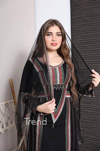 جلابية مطرزة بطرحة راس - 2XL