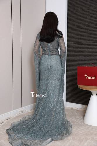 فستان سهره ترتر مزين بكرستال - 2XL