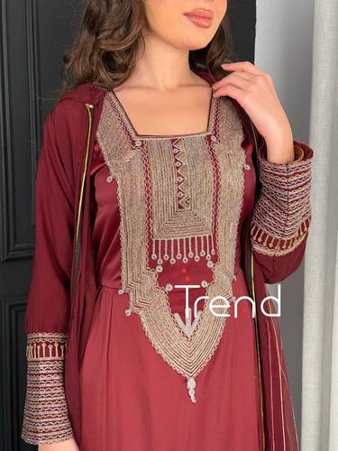 جلابية قطعتين طويله مطرزة (عودي) - 3XL