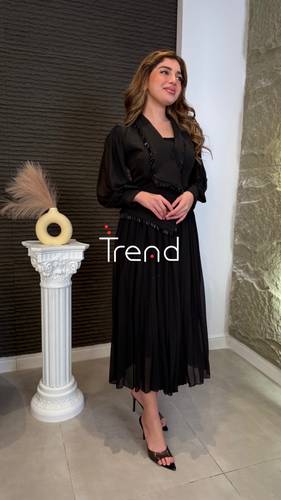 فستان اسود بكسرات  - 2XL
