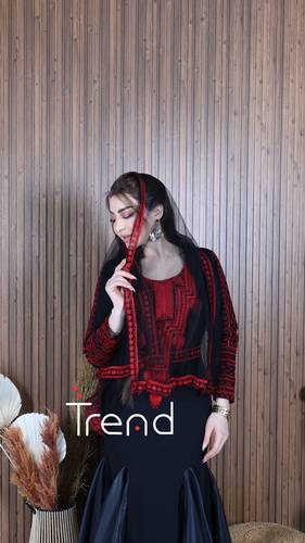 فستان طويل اسود بطرحه راس (اسود) - 3XL