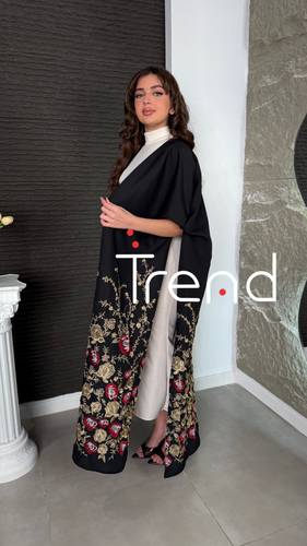 جلابية كيب قطعتين (اسود) - 3XL