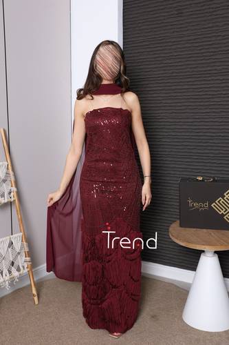 فستان سهرة  برغندي - 2XL