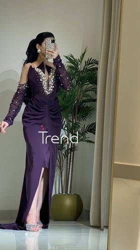 فستان سهرة بأكمام لؤلؤ  - 2XL