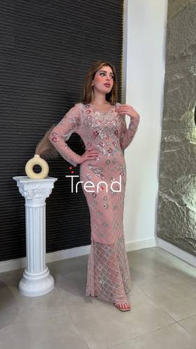 فستان سهرة شك يدوي (بينك) - 2XL