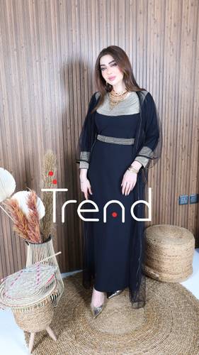 جلابية مطرزه قطعتين (اسود ) - 2XL