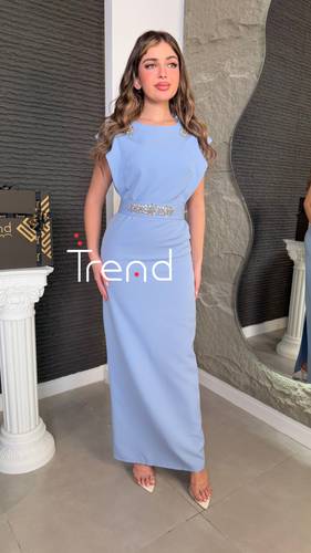 فستان مريفا طويل سماوي - 2XL