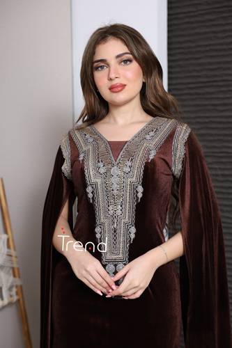 جلابية التأسيس موكا مخمل - 2XL