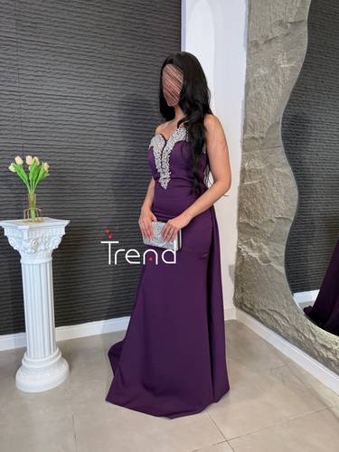 فستان موف بكرستال  - 2XL
