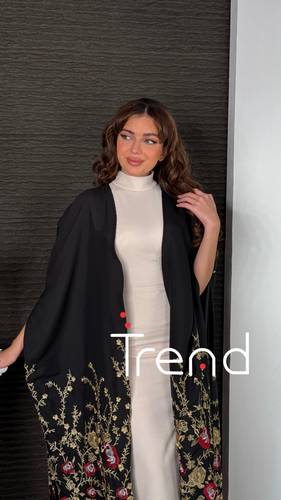 جلابية كيب قطعتين (اسود) - 3XL
