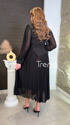 فستان اسود بكسرات  - 2XL