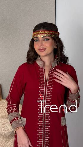 جلابية مطرزه من الامام والخلف (احمر ) - 4XL