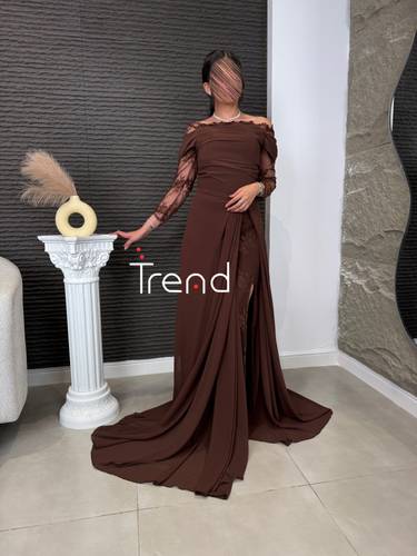فستان موكا بأكمام دانتيل  - 2XL