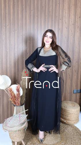 جلابية مطرزه قطعتين (اسود ) - 2XL