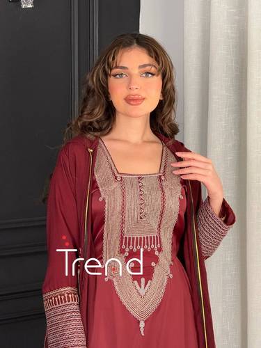 جلابية قطعتين طويله مطرزة (عودي) - 3XL