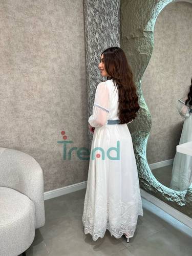 فستان ميلا طويل بحزام سماوي - 3XL