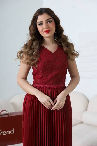 فستان برغندي قطعتين  - XL